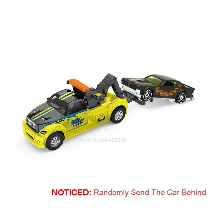 1:64 Scale Container Alloy Trailer Model Toy Car Diecast Metal Movable Joint Pull Back Engineering Vehicles Models Gifts for Boy