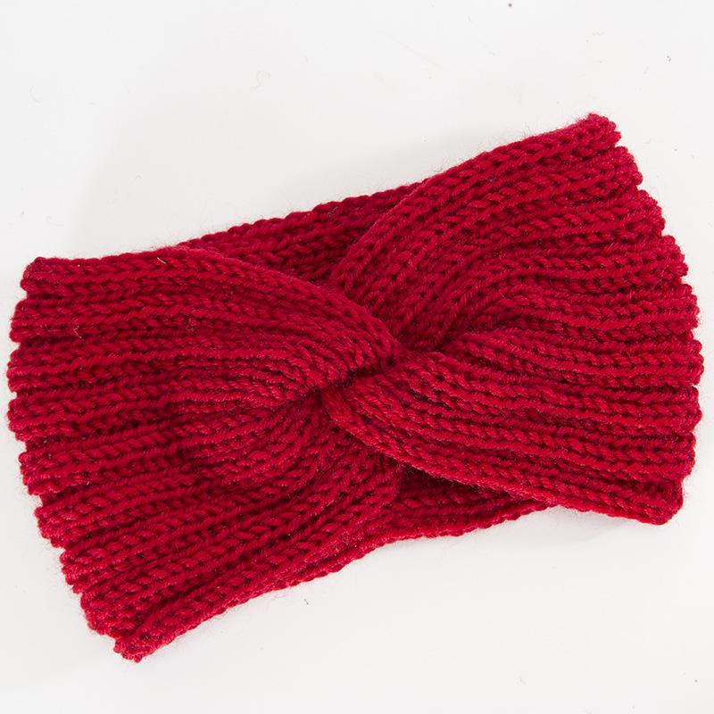 Autumn and Winter Knitted Hair Accessories Hair Band Cross Head Cover Elastic Warm Women's Sports Hair Band