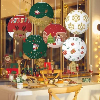 20PCS Christmas Paper Lanterns Santa Claus Snowman Elk Lanterns Christmas Gifts Party Decoration Christmas Decorations