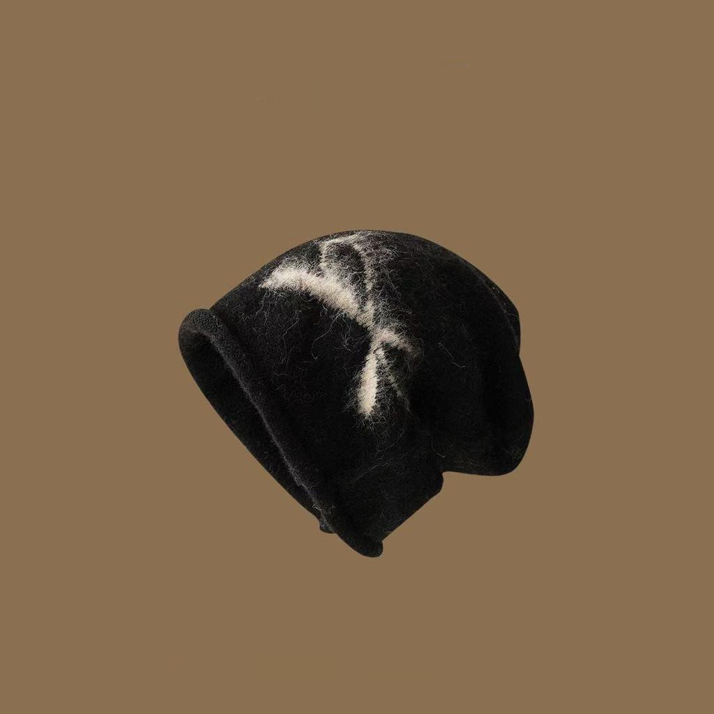 Korean Retro Bow Slouchy Knit Beanie with Ear Protection for Women