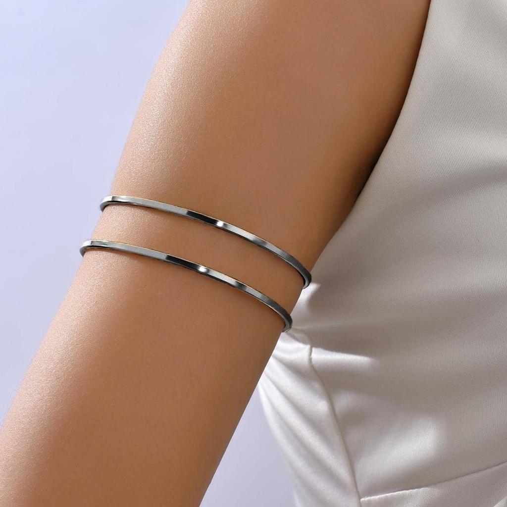 Vintage Minimalist Upper Opening Arm Bracelet for Women Fashion Geometric Gold Color Circular Bangles Boho Jewelry Party Gifts