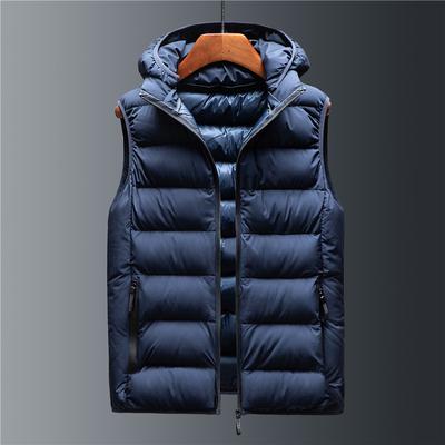 Men's Winter Fluff Zipper Casual Warm Tops Winter Hooded Warm Vest Solid Color Casual Vest