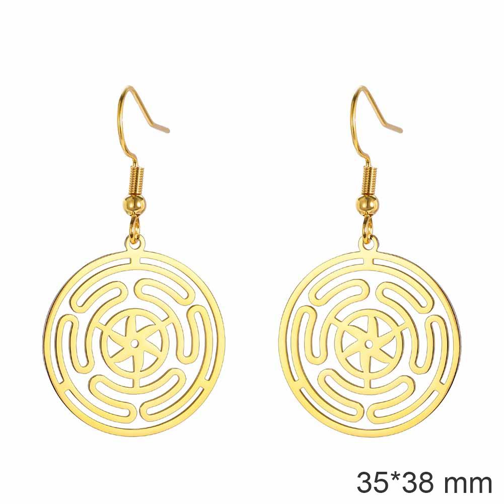 Dawapara Wheel of Hecate Pentagram Earrings Sigil of Lilith Moon Goddess Pentacle Symbol Stainless Steel Earrings Wiccan Jewelry