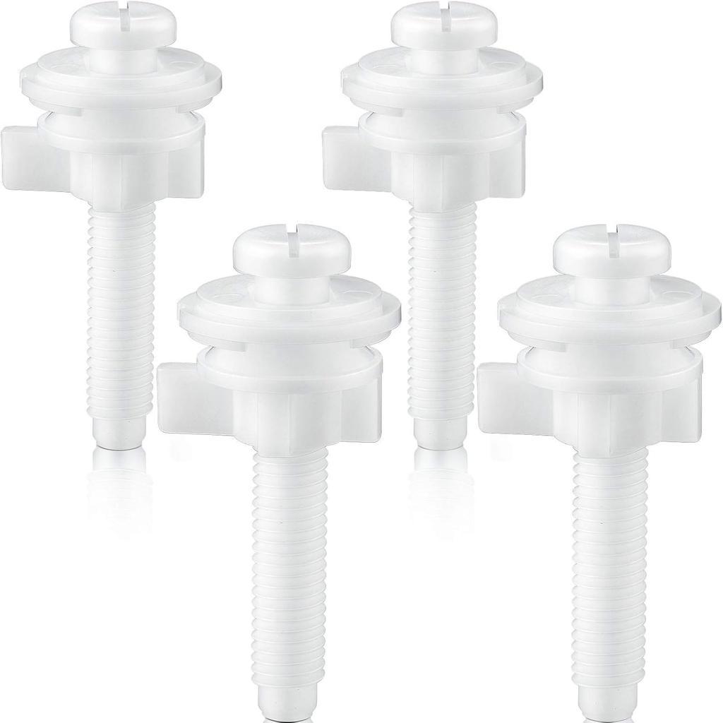 Jetec 2 Pieces Toilet Seat Screws Replacement Kit Plastic Bolts with Plastic Nuts and Washers Parts Kit for Fixing The Top Toilet Seat, White