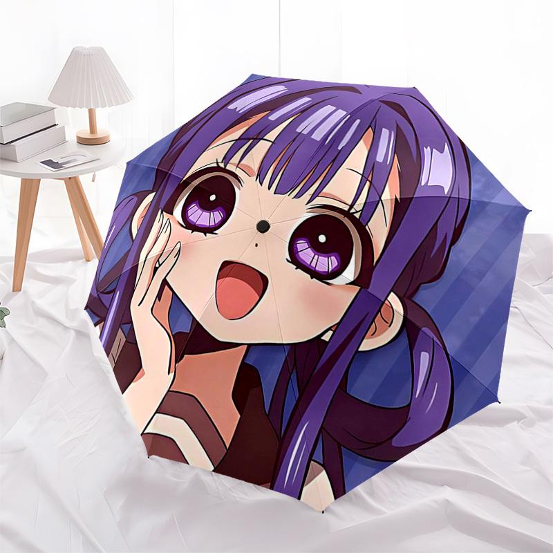 

1pc Purple Hair Girl Design Automatic Opening Closing Umbrella with Foldable Design, Iron Frame, Outdoor Use, Festival Gift, Suitable for Fans, Travel