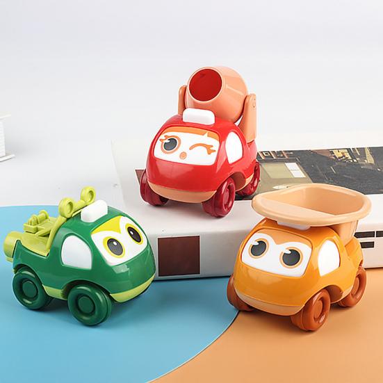 4Pcs/Set Toddlers Pull-Back Car Toys Baby Push And Go Toy Cars Friction Powered Mini Dump Truck Lift Truck Mixer Trailer Construction Vehicle Toys