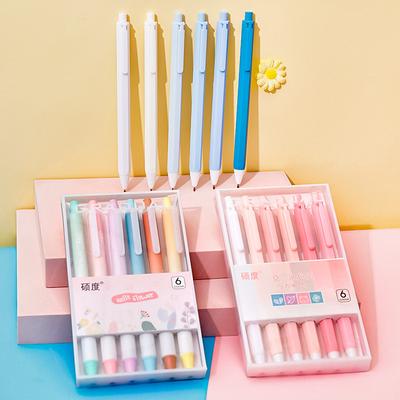 6 Canetas Gel Em Caixa 0,5 mm Ponta ST Caneta Gel de Pressão Cor Morandi Caneta de Escrita de Secagem Rápida Material Escolar de Escritório Papelaria