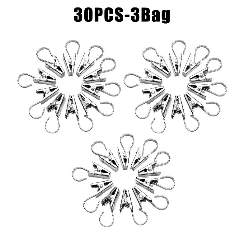 Curtain Hook Clips Stainless Steel Heavy Duty Shower Curtain Rings Thickened Durable Hanging Accessories for Home Decor