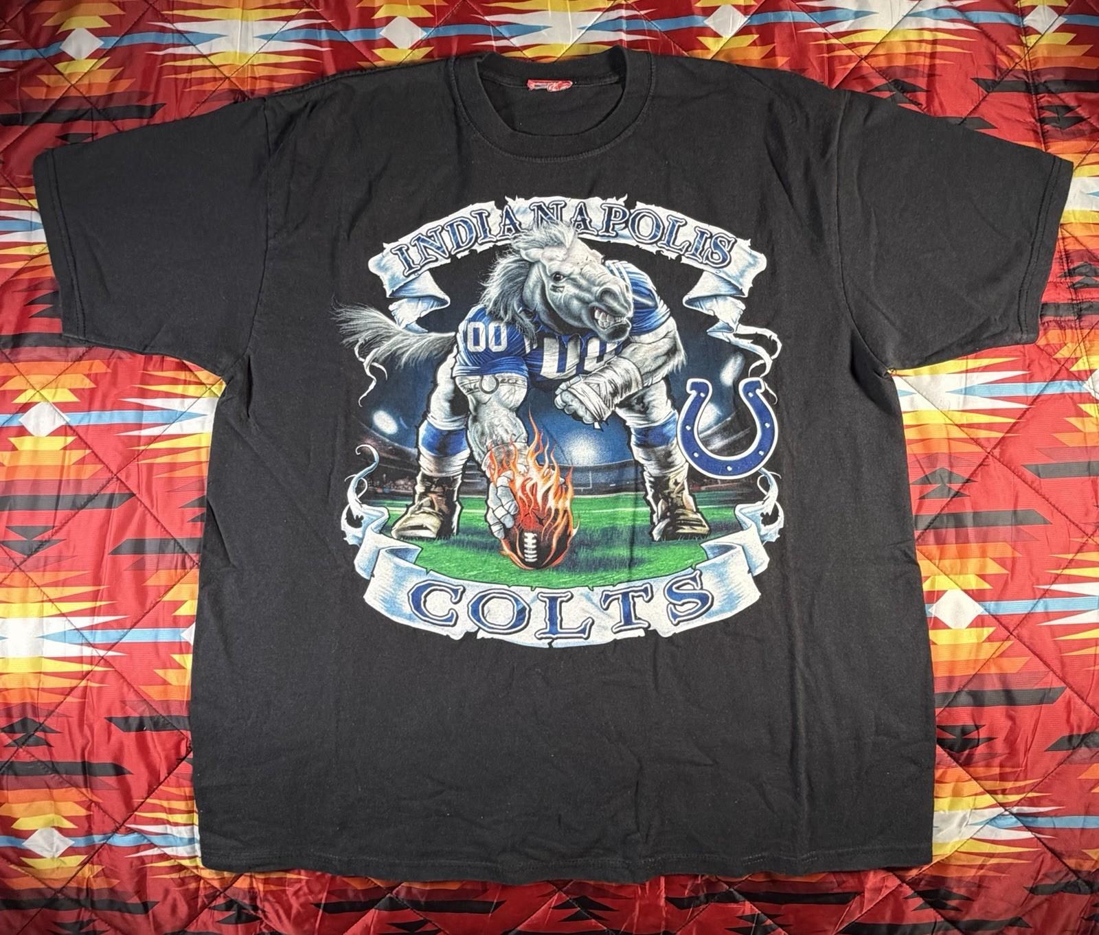 Vintage 90s Indianapolis Colts T  Graphic Logo Tee NFL Black Large Horse Unisex T-Shirt L
