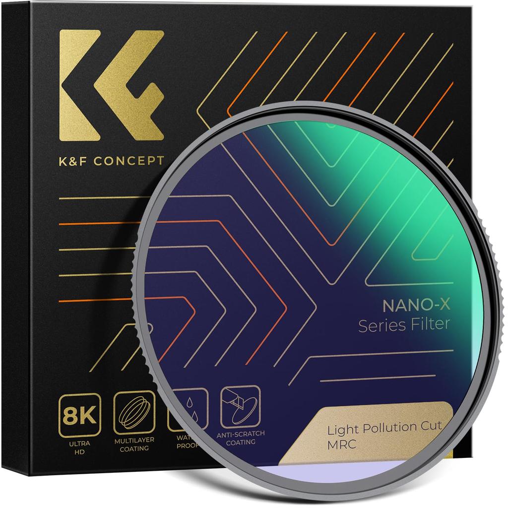 Concept 62mm Light Pollution Filter with Optical Glass Reproduces the True Colors of the Night for Night Photography K&F 28-Layer Coating, Sky,