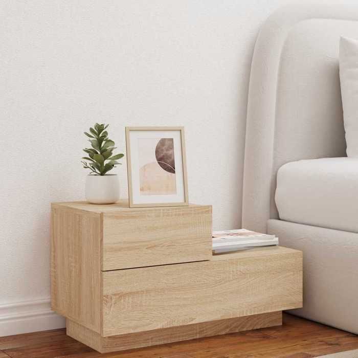 Table de chevet - Maison Exclusive - Chêne sonoma - LED RVB - 70x36x40,5 cm