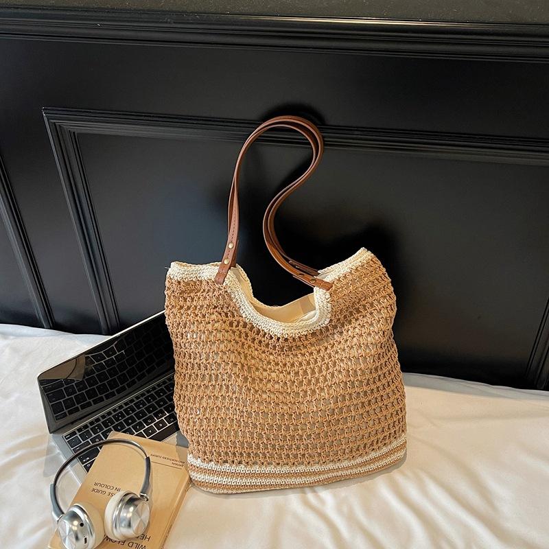 

Woven straw bag women s large capacity 2025 new shoulder bag commuter seaside vacation beach tote bag 33*9*34 хаки