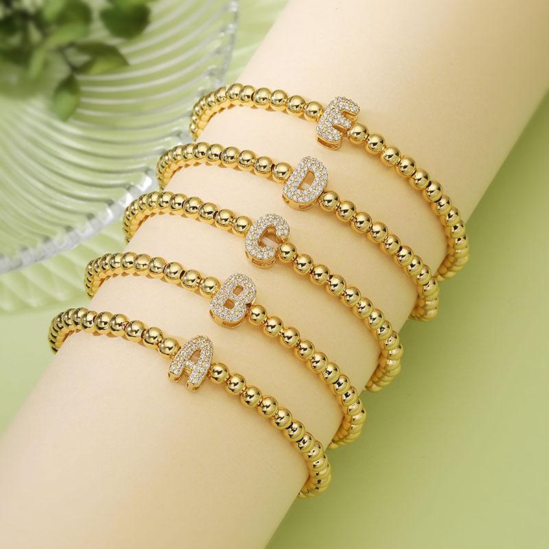 

HECHENG,Classic Fashion Zirconia Alphabet Charm Women s Bracelet A-Z Initials Adjustable Chain Stretch Jewellery Gift A золотой