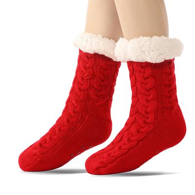 Calcetines de invierno gruesos para mujer, antideslizantes, cálidos y difusos, con forro polar suave, calcetines con agarre para el hogar, calcetines de mujer lisos y esponjosos con pinzas