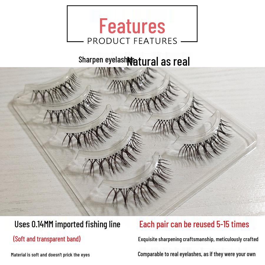 H4 Natural Hand-Tied False Eyelashes – Super Natural, Transparent Stem, Fine Stem W7.