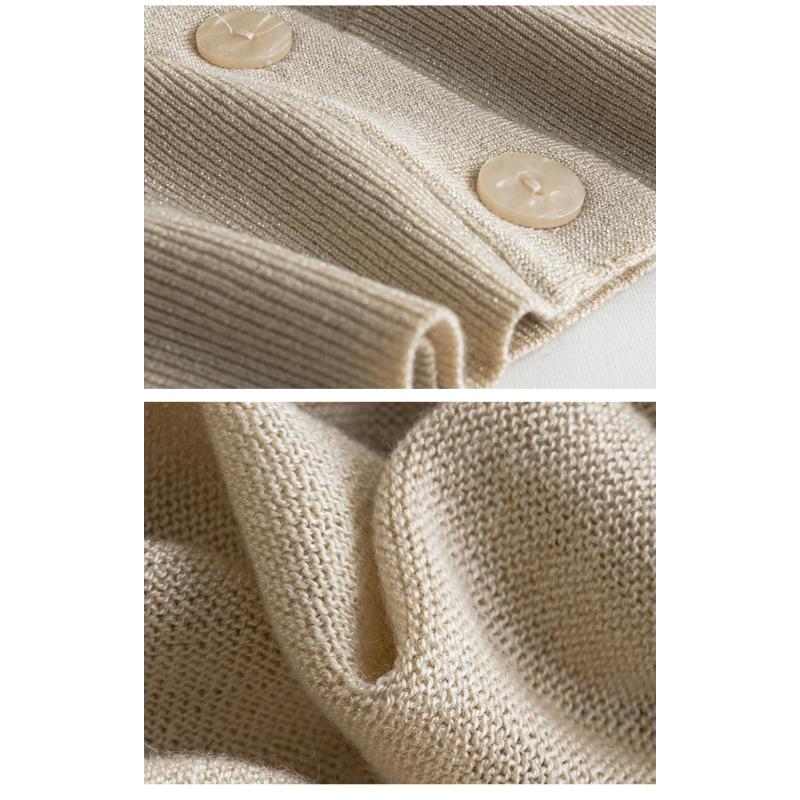 Tricotaj de damă de primăvară și toamnă, scurt, slăbit, cu decolteu în V, de culoare uni, cu cataramă, tricotaj cu mâneci lungi