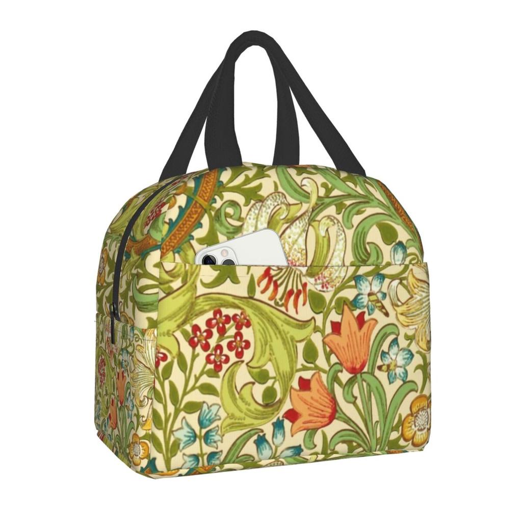 William Morris Compton Floral Pattern Lunch Box for Women Multifunction Cooler Thermal Food Insulated Lunch Bag Office Work