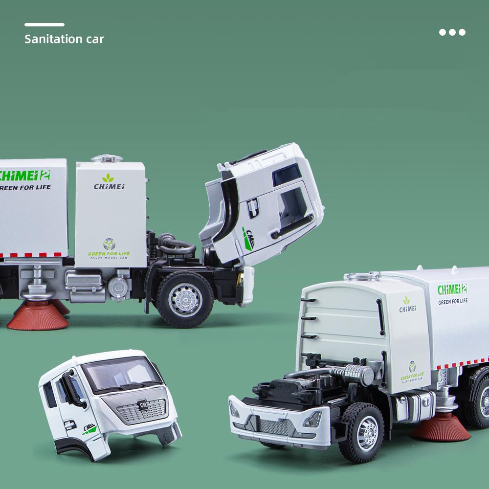 Camion della spazzatura giocattolo in scala 1/32 con suono e luce per ragazzi, modello di camion per il riciclaggio, auto giocattolo pressofusa, regalo per bambini