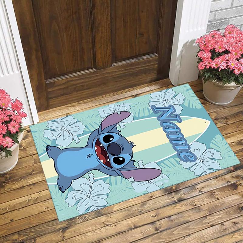 Personalized Name Stitch Dreams Living Room Non-Slip Area Rug Soft Carpet for Bedroom Kids Playroom Sofa Office Home Decor Doormat