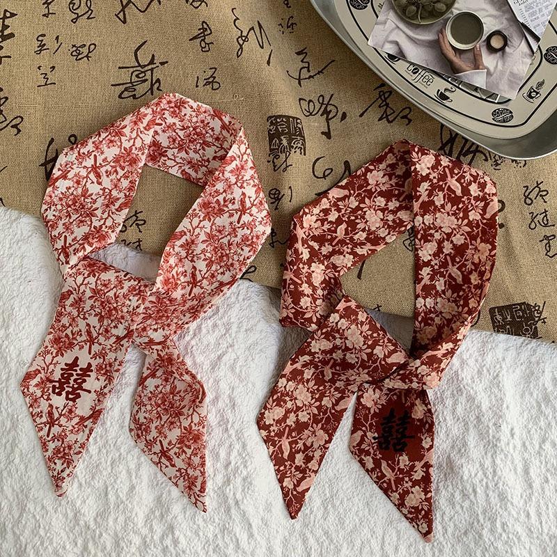 Silk Scarf, Long Strip, High-end Sense, Summer New Thin and Narrow Tied Hair, Tied Bag, Headband, Neck, Small Scarf, Decorative Belt.