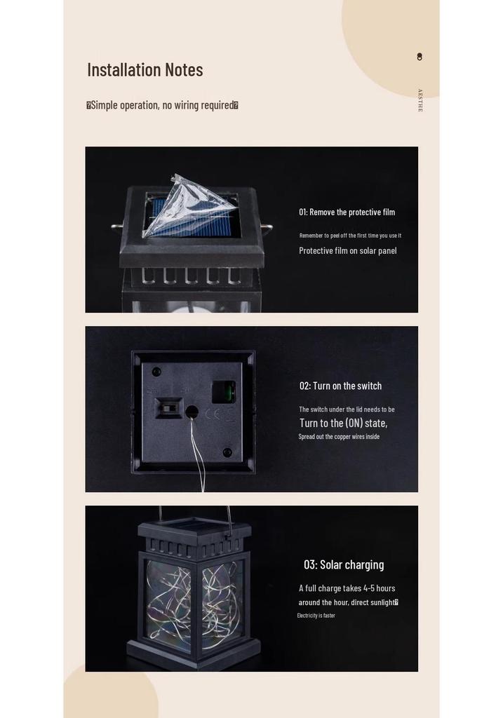 Waterproof Solar Lantern: Outdoor Table & Garden Décor with Night Light