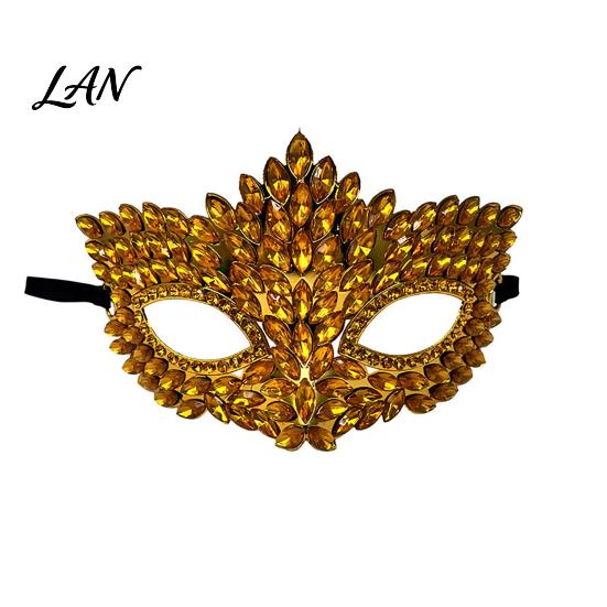 Elegant Costume Party Mask Gothic Cat Eye Masquerade Mask, Rhinestone Vintage Half Face, Sexy Shining Venetian Style Halloween Costume, Glitter