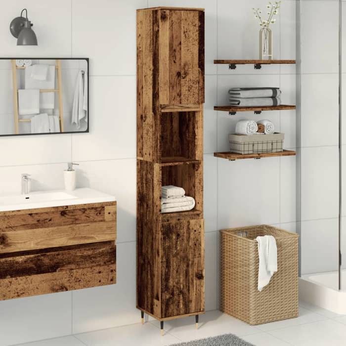 VidaXL Armoire de salle de bain vieux bois 30x30x190cm bois ingénierie, armoire, armoire de rangement de salle de bain, 857196
