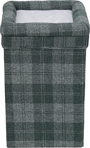 Fujiboeki Pet House/Pet Bed, 2-Room, 40cm Wide X 40cm Deep X 65cm High, Gray, Checkered Pattern, for Dogs and Cats, with Roof Bed, 53720, Small