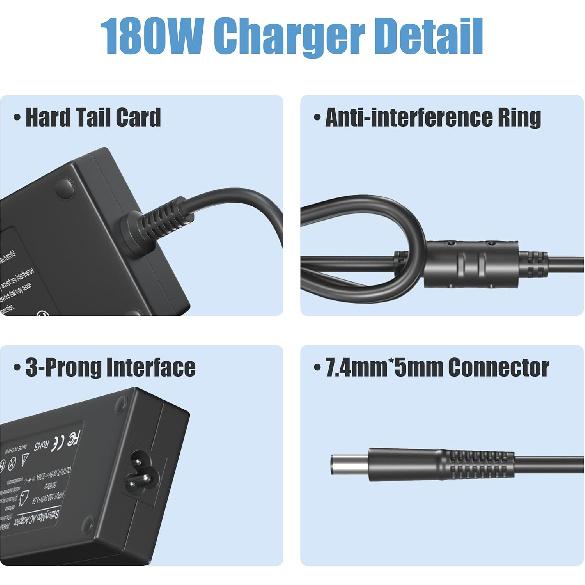 130W 180W Power Adapter for Dell WD19 WD19S WD19TB WD19TBS K20A Docking Station, Dell WD15 Monitor Dock K17A001, Dell G7 G5 G3 Gaming Laptop Charger