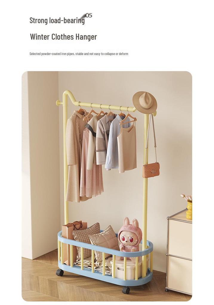 Mobile Clothes & Hat Rack, Dormitory & Bedroom Floor Stand, Small Hanging Rack with Bag Hook - 2026 New Style.