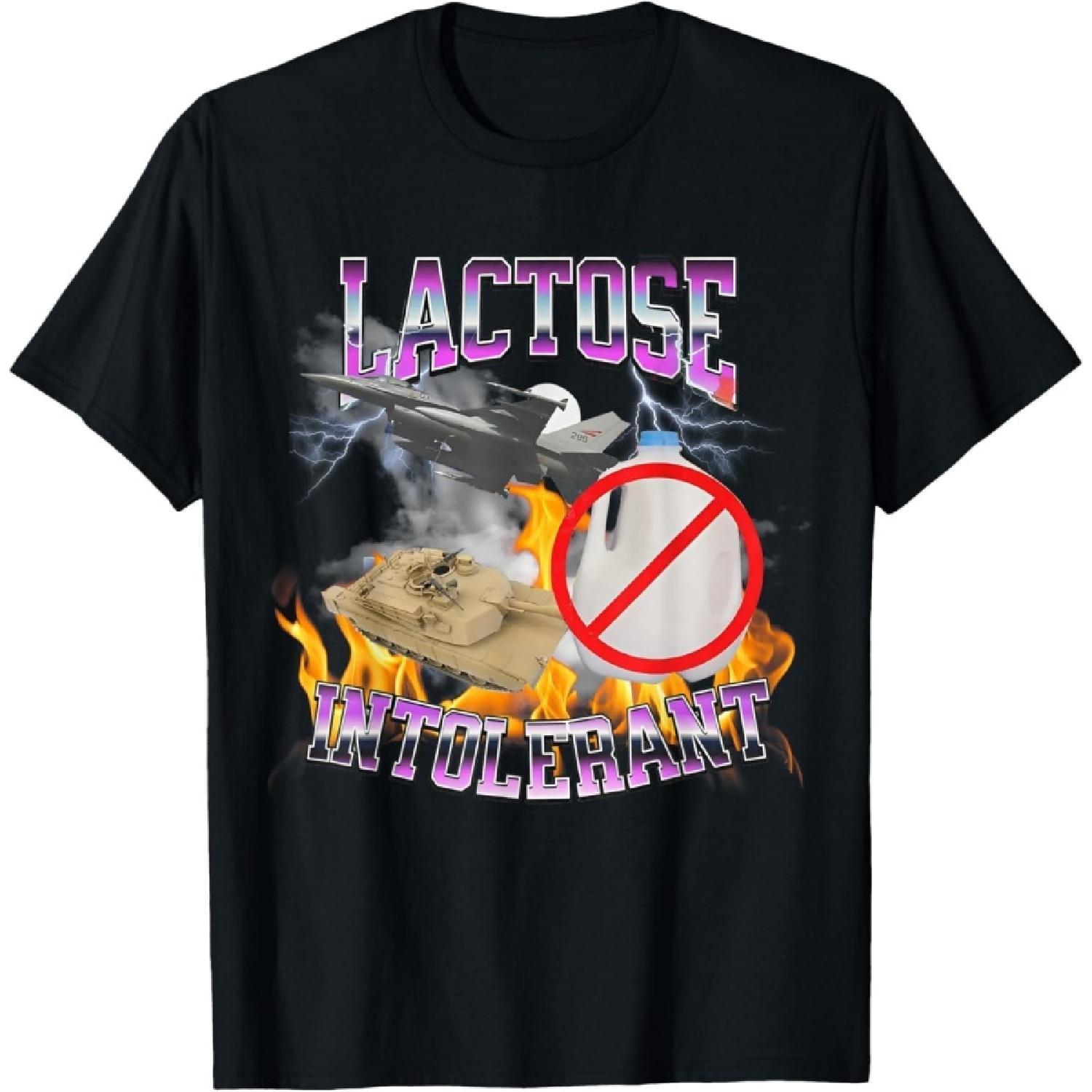 CHDHEVEGOD Lactose Intolerant Shirt Funny Sarcasm Oddly Specific Meme T-Shirt S