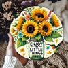 Sunflower Hummingbird Round Metal Sign Enjoy the Little Things Vintage Wall Decor for Home Garden