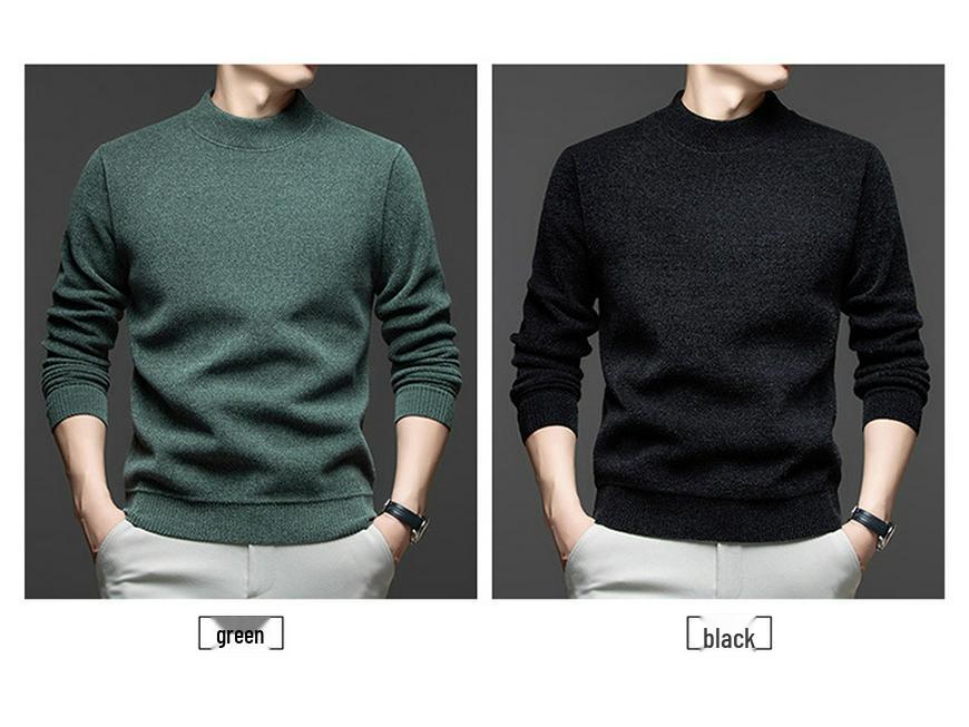 Men's Winter Half-High Collar Thick Mink Velvet Sweater