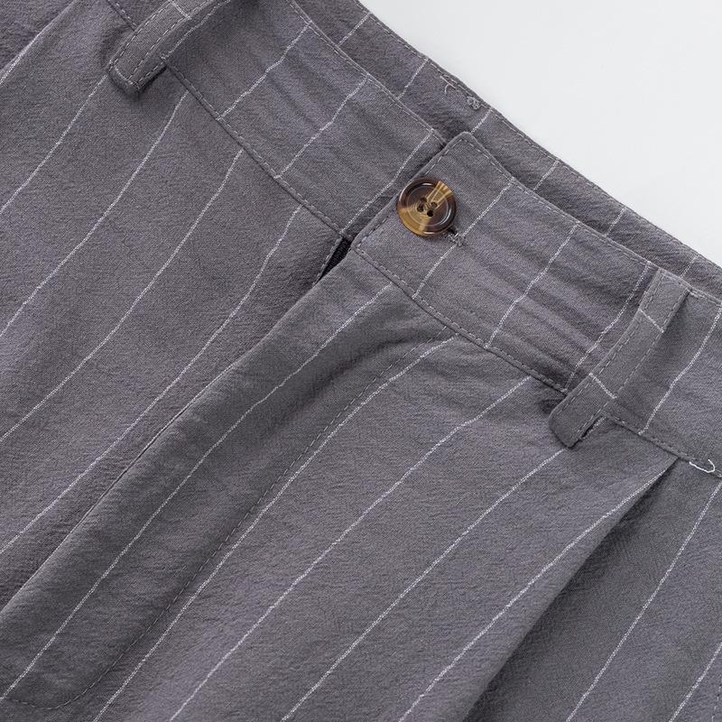 Fashion Mens Straight Trousers 2025 Summer Daily Leisure Breathable Loose Stripe Print Pants For Men Outdoor Vintage Linen Pants