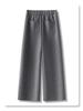 2024 Women's Bestseller Grey Wool Wide-Leg Cropped Pants for Autumn/Winter