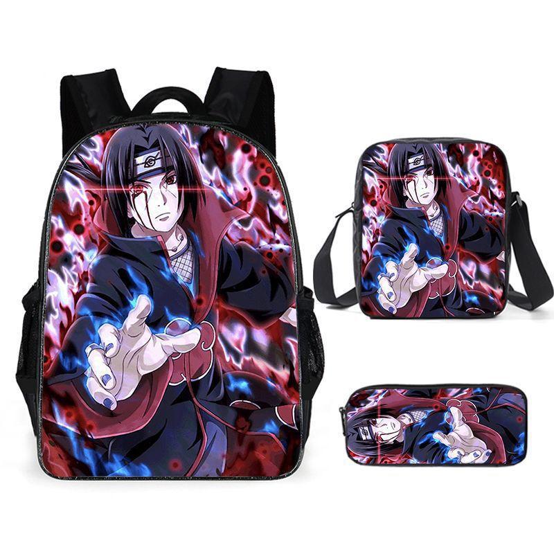 Surrounding Primary School Students Schoolbag Animation Cartoon Backpack Satchel Pencil Case Three-piece set (backpack + satchel + pencil case)