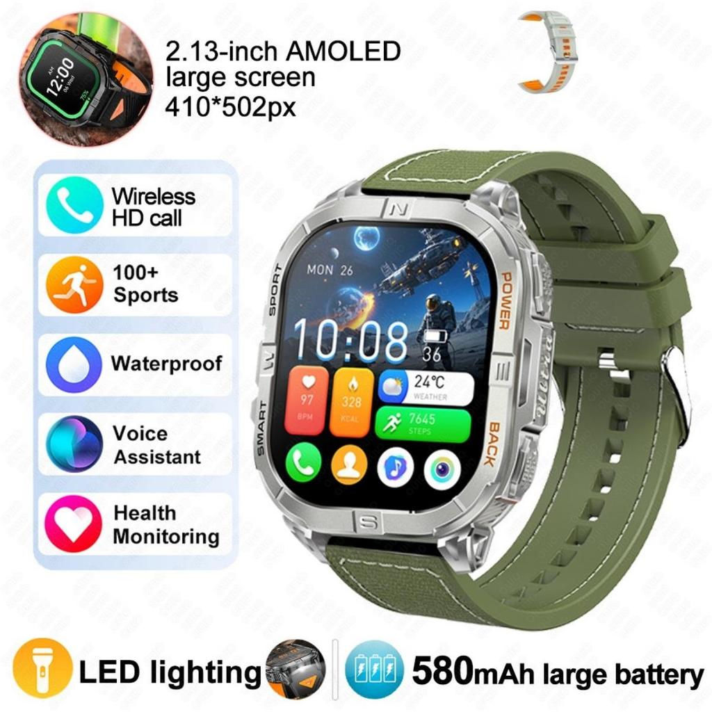 New Smart Watch GPS Outdoor Barometric Compass LED Flashlight 580 MAH 3ATM Waterproof 100+ Sports Mode Health BT Call Smartwatch