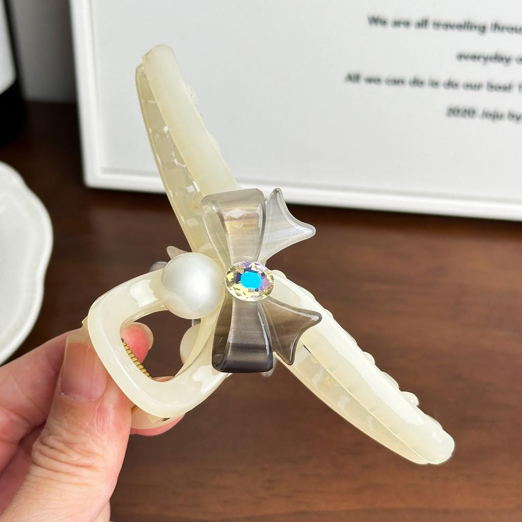 Large Versatile Bowknot Hair Claw Clip With Sparkling Rhinestones For Women