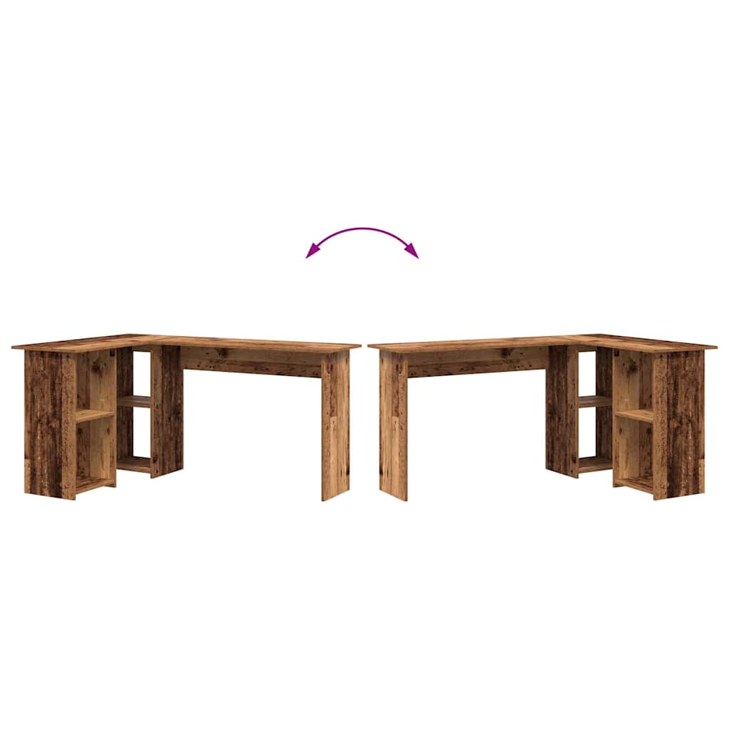 Corner Desk with Shelf Reclaimed Wood Look 142 x 102 x 73 cm Particleboard