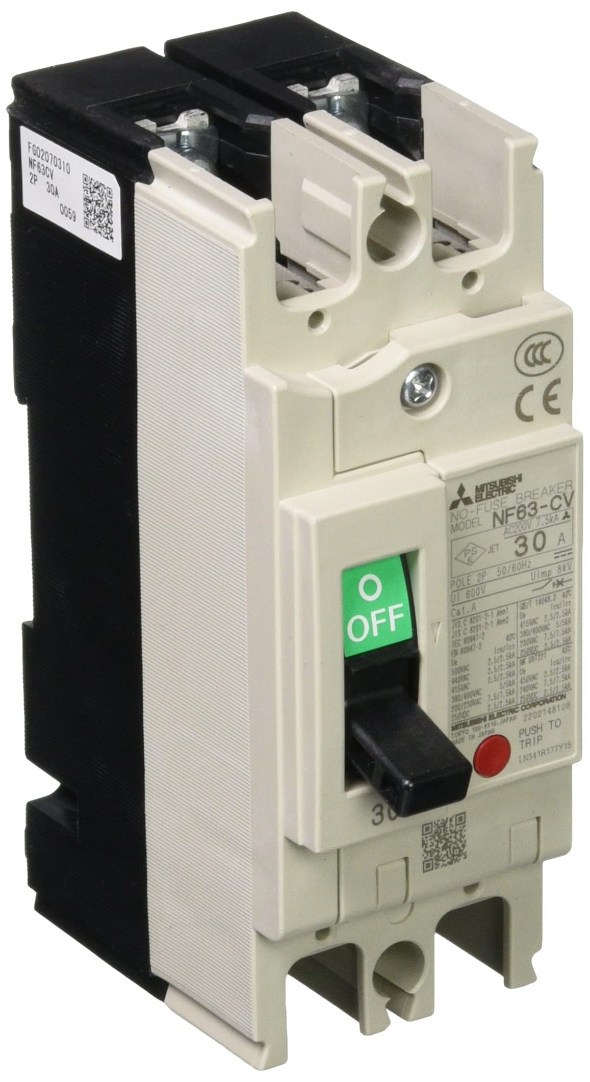 

Mitsubishi Electric Breaker Series Compliant 2P 30A No-Fuse WS-V CE/CCC NF63-CV