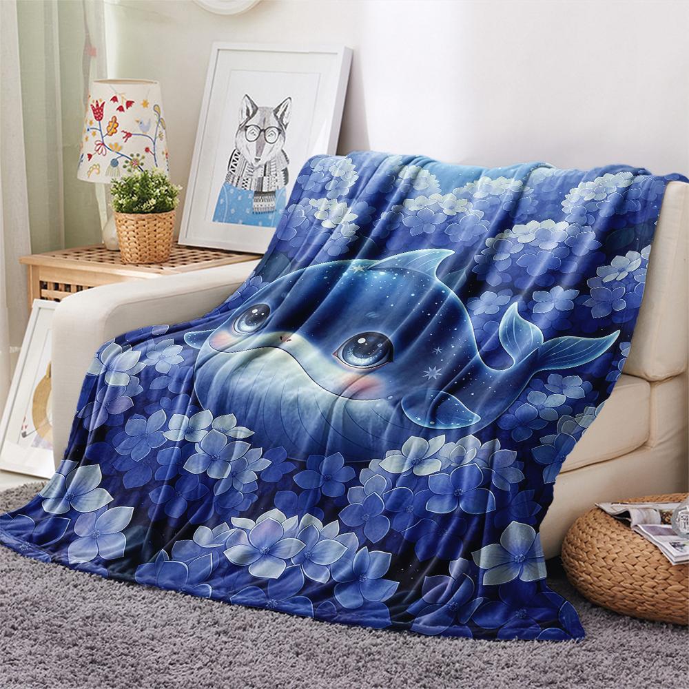 1Pc Cartoon Print Flannel Blanket, High Quality Comfortable for All Seasons, Home Decor, Warmth and Comfort, Perfect for Christmas Birthday Gift