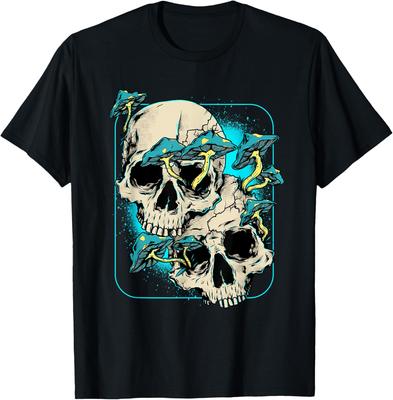 Camiseta de Hongo Calavera Psychedelic Goth Cottagecore Gráfica Hombre Viaje Casual
