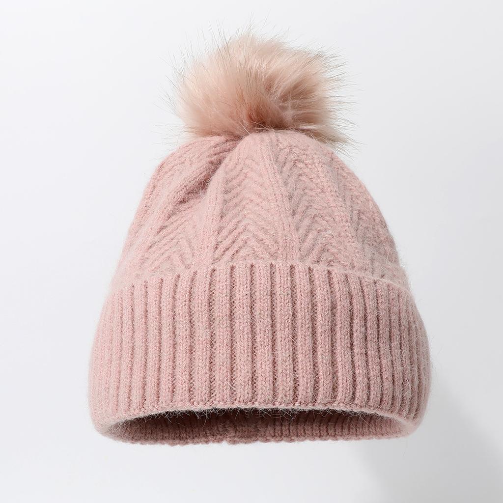 Verdickte Kältefeste Und Warme Wollkugel-Pullovermütze Winter Outdoor Stapelmütze Strickmütze