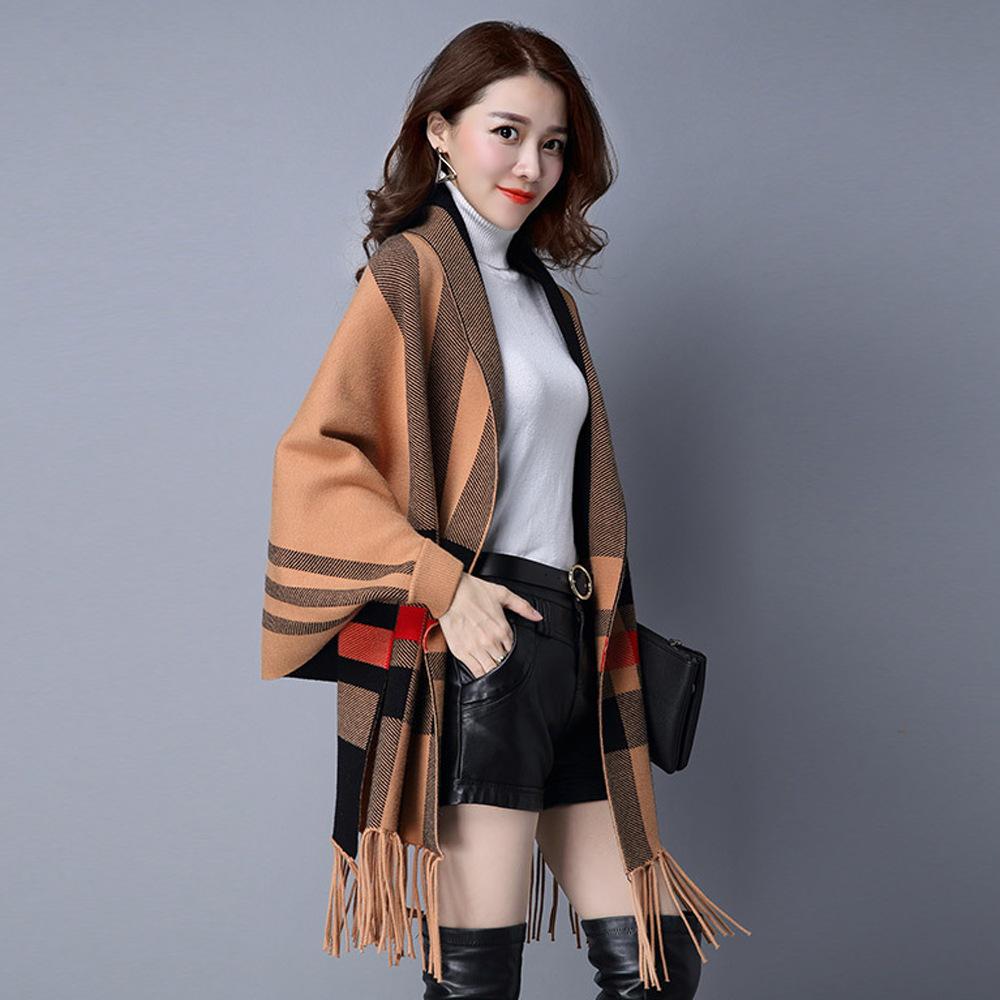 Women's Autumn and Winter Thick Faux Cashmere Scarf with Sleeves, Large Plaid Cheongsam Shawl, Wedding Cape