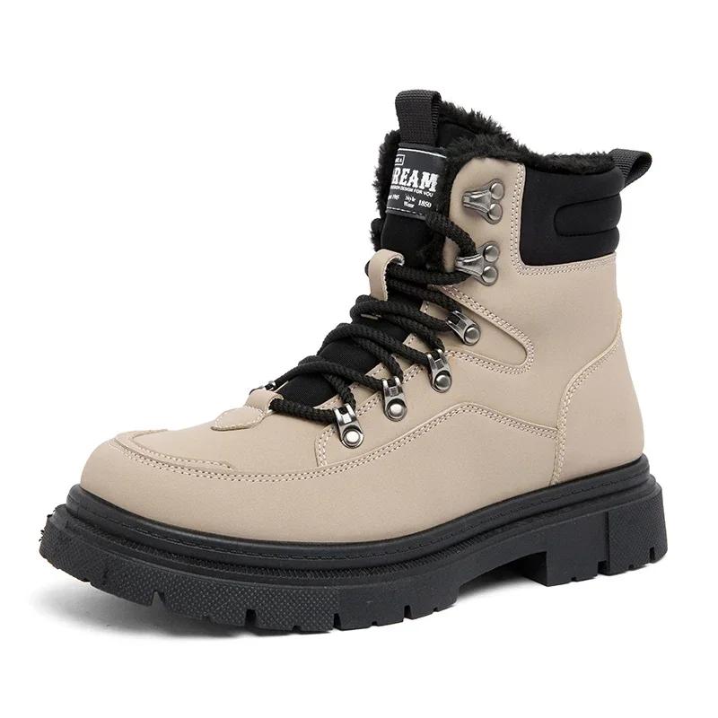

Новые мужские зимние ботинки для снега, мужская обувь, ботинки-тимберленды, ботильоны, трендовая нескользящая обувь, ботинки с толстым плюшем для мужчин, байкерские хлопковые ботинки 44 хаки