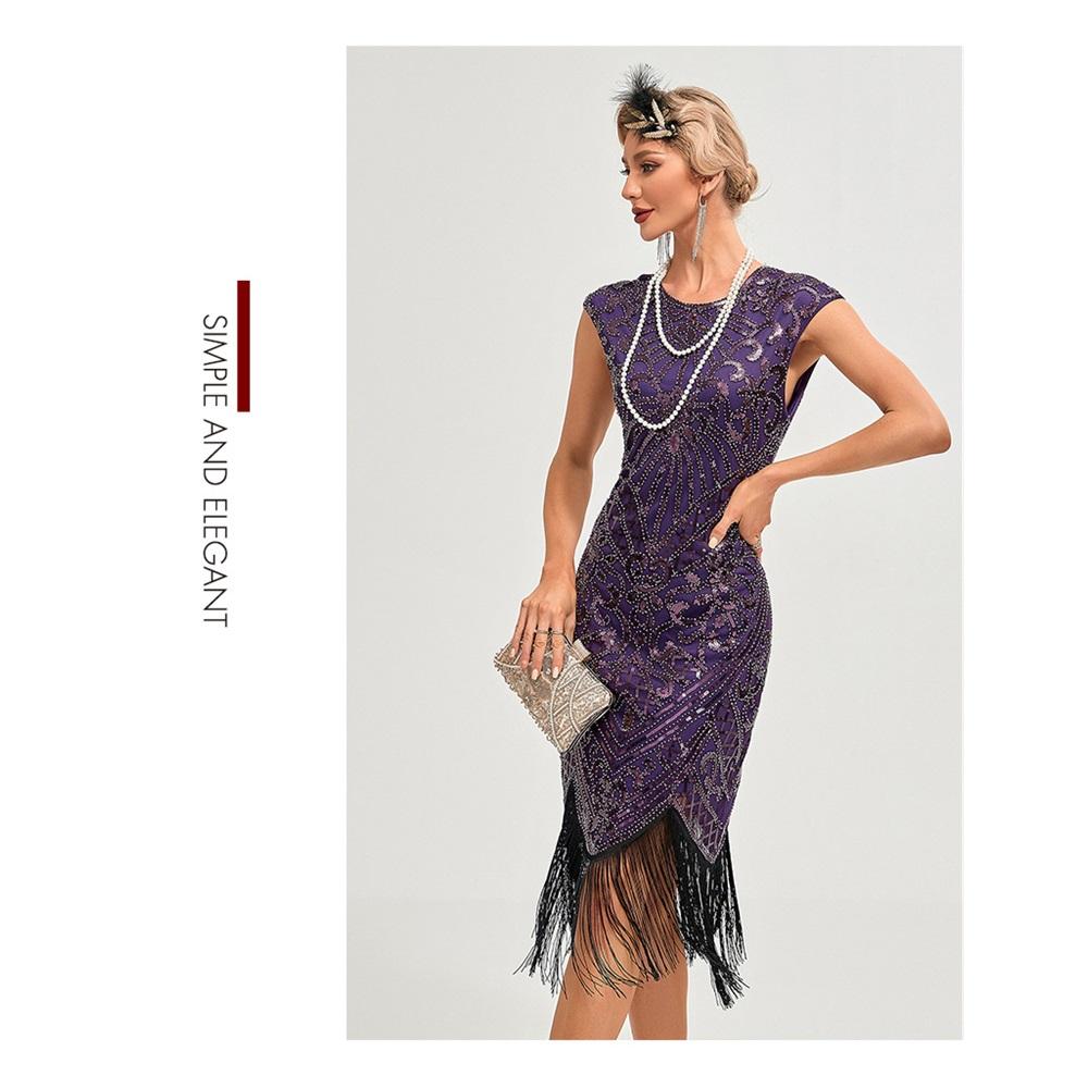 Tassel Sequin Dress Dress 1920s Retro Party Banquet Large Size Dress