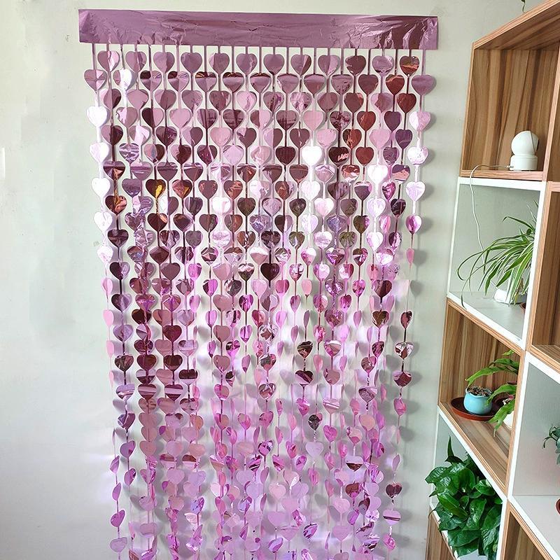 Creative Party Decoration Peach Heart Love Door Curtain Fashion Valentine's Day Wedding Party Decor Sequin Curtains
