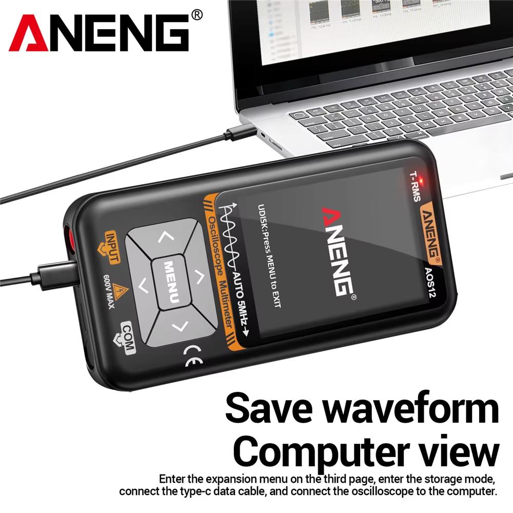 2026 ANENG AOS12 Intelligent 2in1 Oscilloscope Multimeter 5MHz 48MSa/s High Precision Portable Multifunction Measuring Test Tool with Digital Display