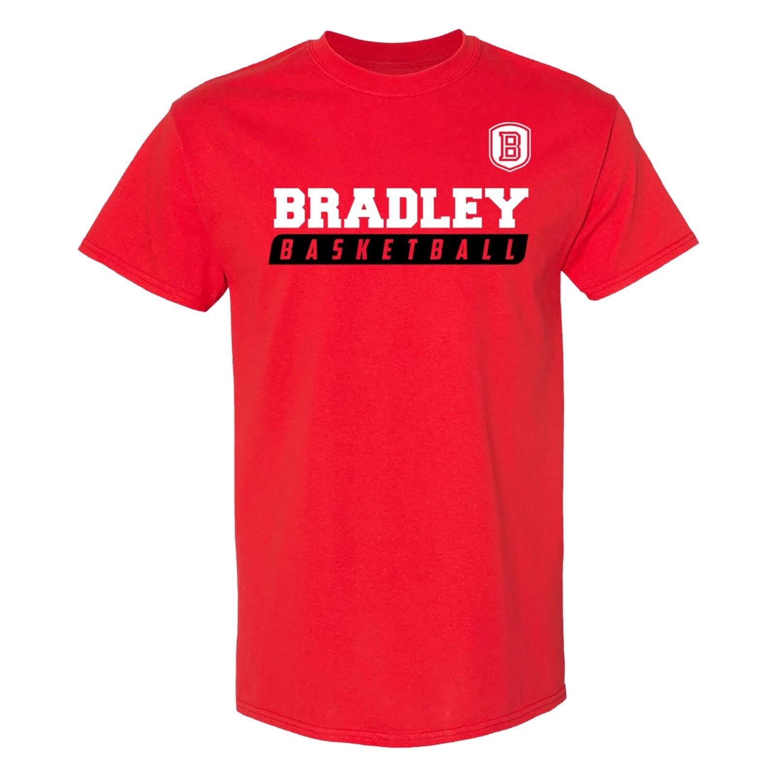 Bradley University Braves Basketball Slant Unisex Licensed T-Shirt - Red S