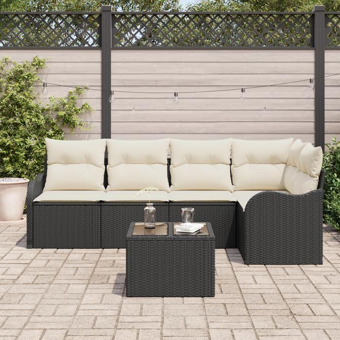 Ensemble de canapé de jardin 5 pièces avec coussins en poly rotin marron, Canapé de jardin 2 places avec coussins en poly 3345707